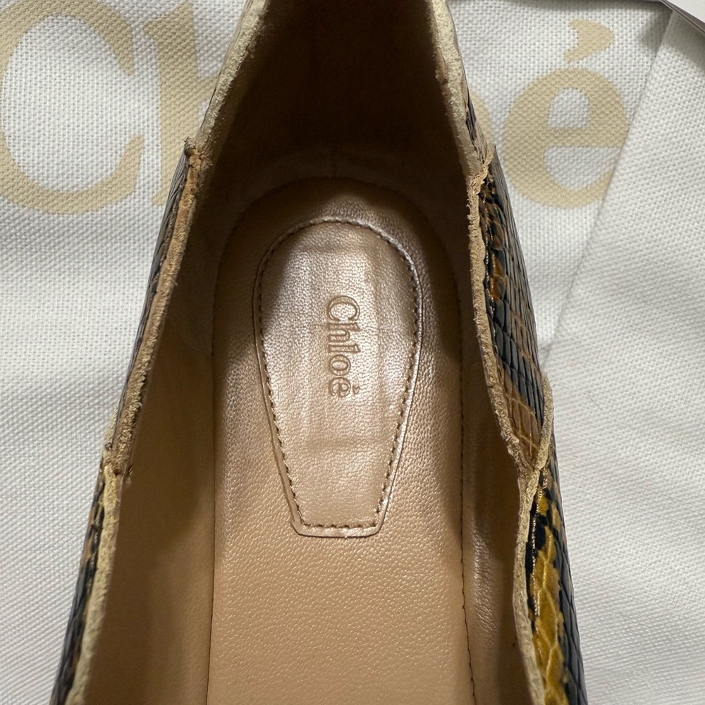 Chloe Leather Ballet Flats Python Scalloped Multicolored Size 9.5 New in Box - Picture 7 of 8